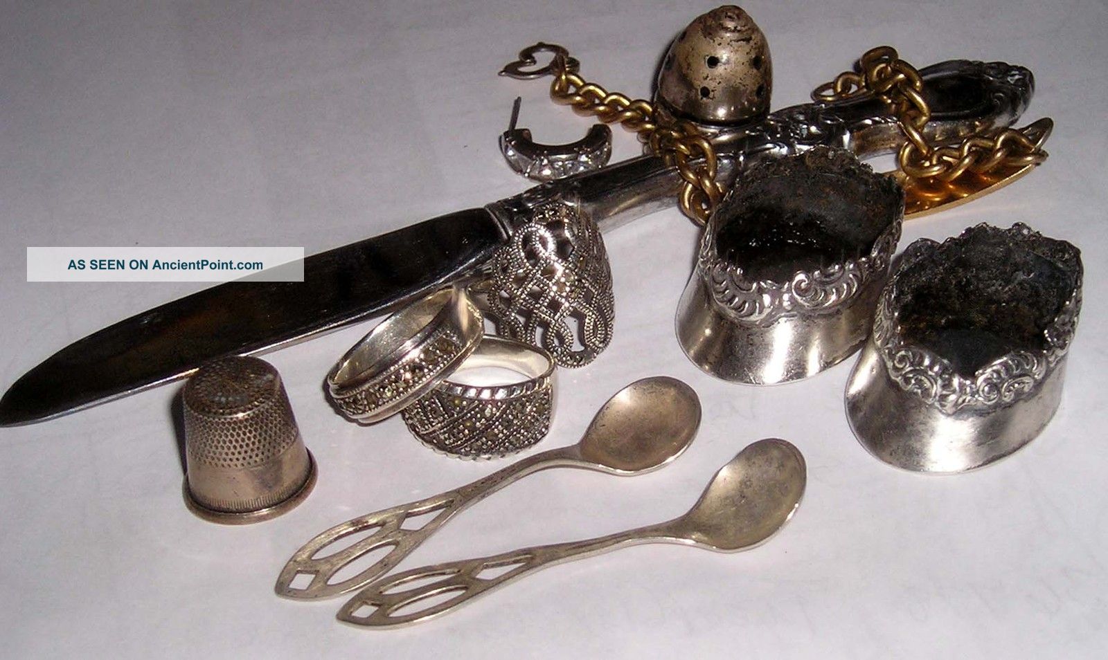 Sterling Silver Ring Butter Knife Salt Spoon Thimble Scrap Or Use 101.  1 Grams Mixed Lots photo