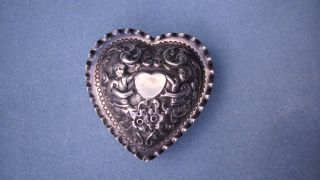 Ornate Black Starr & Frost Sterling Silver Heart - Shaped Box photo