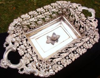 Rare Large C1845 Austro Hungarian Solid Silver Centerpiece Berry Serving Bowl Nr photo