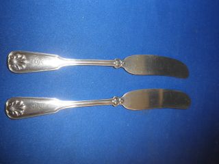 Antique 2 Piece Tiffany & Co.  Sterling Butter Knives Monogramed S Ca.  1905 photo