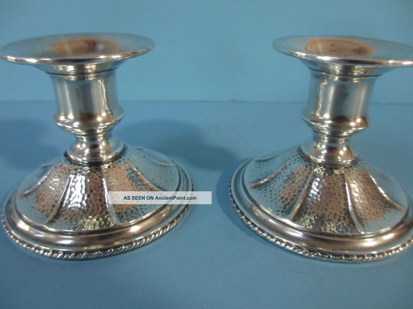 1930 Vintage Wallace Sterling Hammered Candlesticks Candlesticks & Candelabra photo
