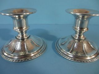 1930 Vintage Wallace Sterling Hammered Candlesticks photo