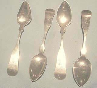 4 R.  H.  Bailey (roswell H Bailey) Woodstock,  Vt Coin Teaspoons Engraved L F photo