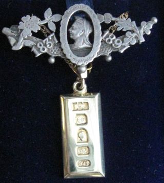 Antique Victorian Silver Brooch Pin Queen Victoria Diamond Jubilee,  1896/1897 photo