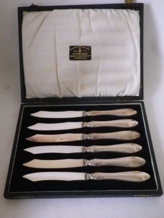 Box Set Of 6 Silver Handled Cheese Cutlery Set (sheffield Silver Mark) photo