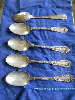 5 Antique Sterling Silver Theodore B Starr Spoons Monogrammed Alice photo