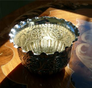 English Sterling Silver Ruffled Rim Bonbon Dish Cup James Dixon 1889 Sheffield photo