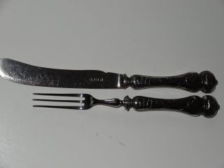 Silver Handled Art Nouveau Design Knife And Fork photo