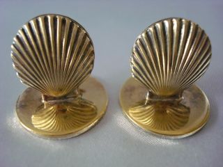 Tiffany Sterling Silver Pair Of Shell Name/place Card Holders - Gold Wash photo