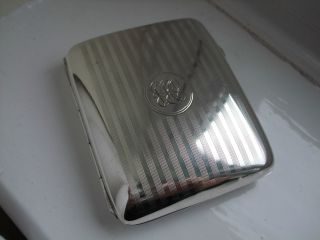 Antique Silver Cigarette Case Hm 1912 Curved Shape Engine Turned Patt 96 Grams photo