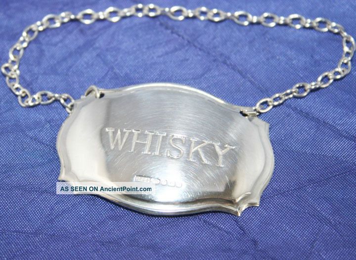 English Solid Silver Whisky Decanter Label In A Georgian Style By C Robathan Other Solid Silver photo