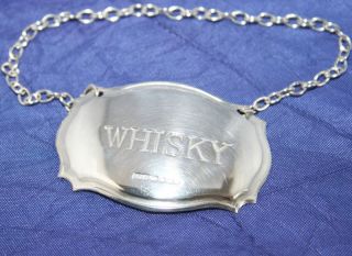 English Solid Silver Whisky Decanter Label In A Georgian Style By C Robathan photo
