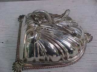 Silver On Copper Dome Covered Warming Serving Platter Tray 2 Dolphins Handle photo