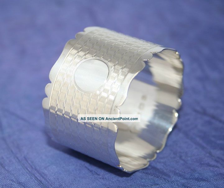 Stylish Antique English Sterling Silver Napkin Ring By Sanders & Mackenzie 1926 Other photo
