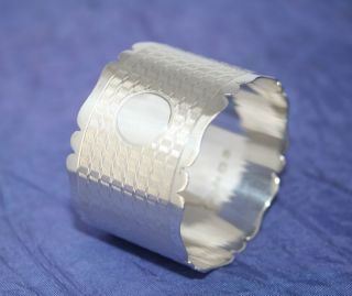 Stylish Antique English Sterling Silver Napkin Ring By Sanders & Mackenzie 1926 photo