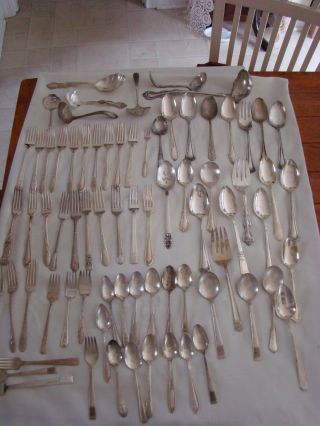 Vtg Silverplate Flatware Lot - Over 10 Lbs/serving Pcs & More - Vguc photo