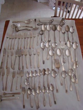 Vtg Silverplate Flatware Lot - Over 10 Lbs/serving Pcs & More - Vguc photo