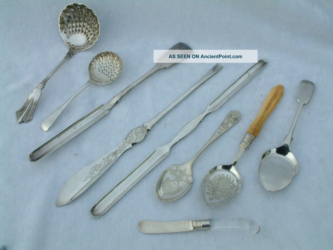 Interesting Collection Of Antique Silver Plated Sugar Sifters Jam Spoons Scoops Cutlery photo