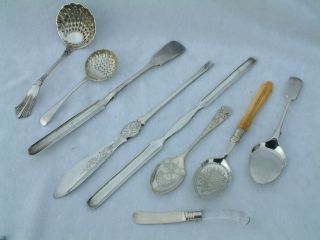 Interesting Collection Of Antique Silver Plated Sugar Sifters Jam Spoons Scoops photo