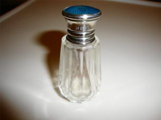 Silver & Enamel Topped Chech Glass Perfume Bottle Hallmarked London 1937 photo