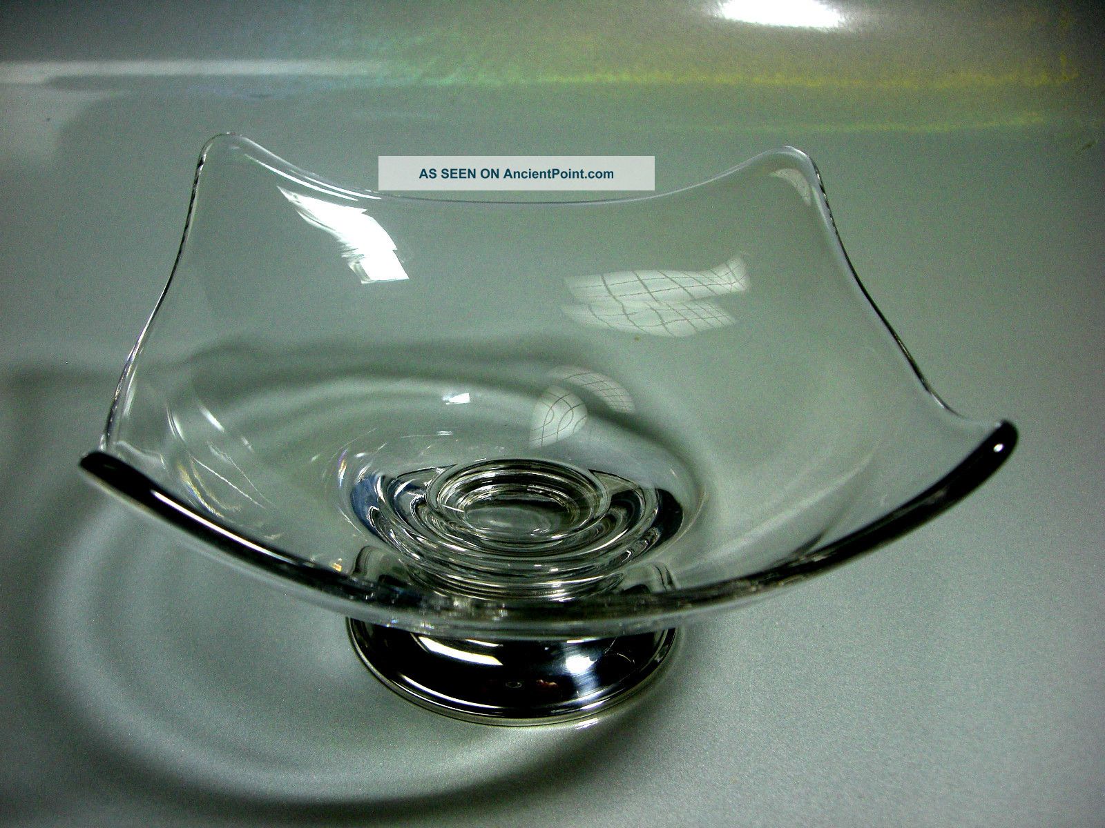 Handblown Crystal Candy Dish Sterling Silver Base 