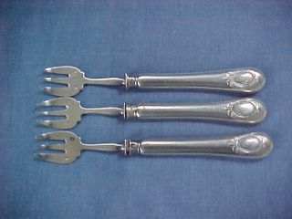 Lot Set 3 C1870 French Minerva 950 Sterling Silver Oyster Forks Coignet Scrap? photo