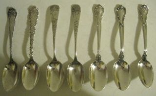 7 Antique Ornate Sterling Silver 163g Mixed Tea Spoons Lot Vtg Gorham & Wallace photo