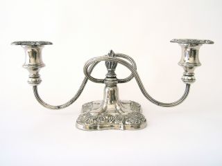 Vintage English Silver Plated Candelabra Candlestick Holder 2 Sconce Shabby Chic photo