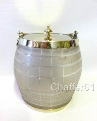 Antique Frosted Glass And Silver Plate Biscuit Barrel photo