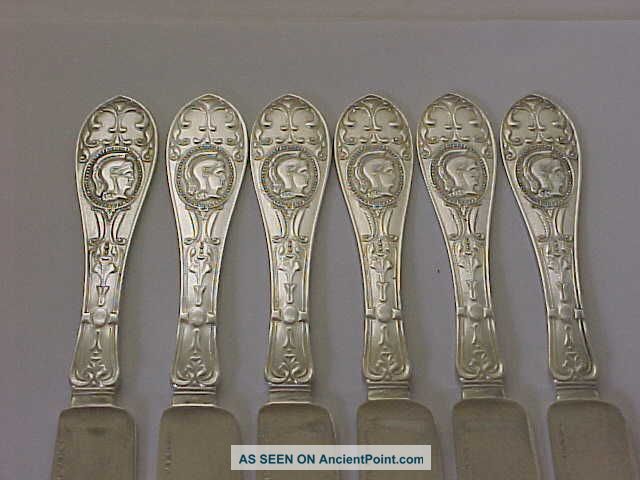 6 Simpson Hall Miller 1867 Medallion Silverplate Knives & Anti - Tarnish Cover Other photo