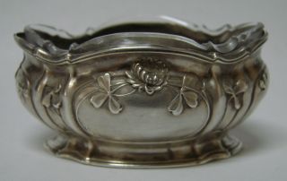 Classic French 950 Sterling Silver & Crystal Open Salt Cellar Dish 1880 - 1910 photo