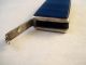 Rare Antique Civil War Era Sterling Silver Double Shade Blue Glass Matchsafe Cigarette & Vesta Cases photo 8