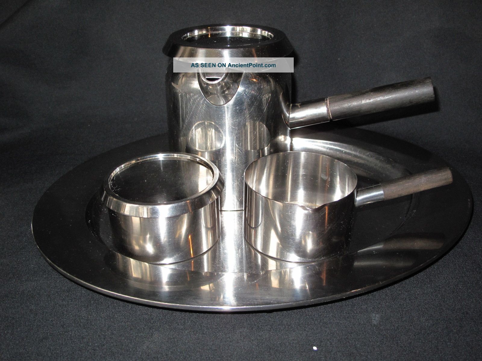 Georg Jensen Coffee Set & Tray Stainless Mod Modern Design Danish,  Eames Era Mid-Century Modernism photo
