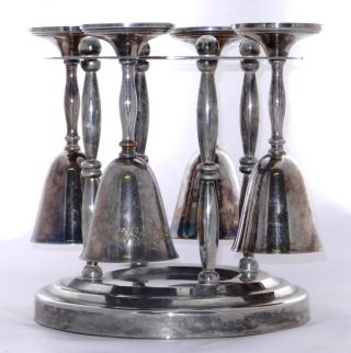 Amazing Vintage Cavalier Silver Plated Set Of Goblet/glasses On Stand England photo