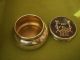 Solid Sterling English Hallmarked 1907 Faux Tortoiseshell Silver Gold Inlay Pot Boxes photo 3