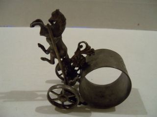 Antique Silver/silverplate Figural Napkin Ring/holder Horse Cart Meriden 214 photo