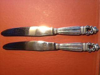 Pair Of Georg Jensen Dinner Knives Acorn 9 1/8 