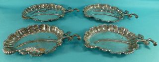 Very Rare Ottoman Turkish Sterling Silver Set 4 Dishes Leaf Design Handle 1835 photo