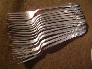 1847 Rogers Silverplate Flatware First Love Dinner Forks 13 Pieces. photo