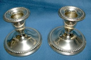 Pair Elegant Sterling Silver Candlesticks Rogers Sterling Weighted 201 15 photo