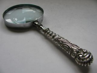 Victorian Solid Silver Handled Magnifying Glass Birmingham 1898 Adie & Lovekin photo