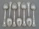 7 Silver William Iv Victoria Queens Dessert Spoons 461g Other photo 1