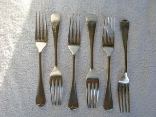 6 X Silver Plated Victorian Heavy Forks 7 