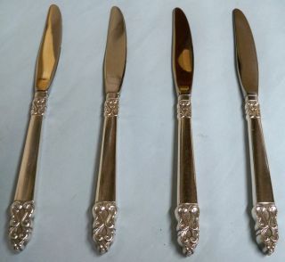 4 King Frederik Dinner Knives - Elegant/well Made 1969 Rogers - Clean & Table Ready photo