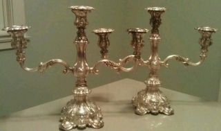 Wm Rogers 116 Pair Antique Silver Plated Candelabras 1800s photo