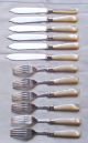 Vintage Ep Silver Plate & Mop,  6 Fish Forks & Knives,  Harrison Fisher & Co Other photo 1