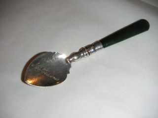 Silver Jam Spoon With Green Stone Handle With New Zealand Engraved To Bowl 1925 photo