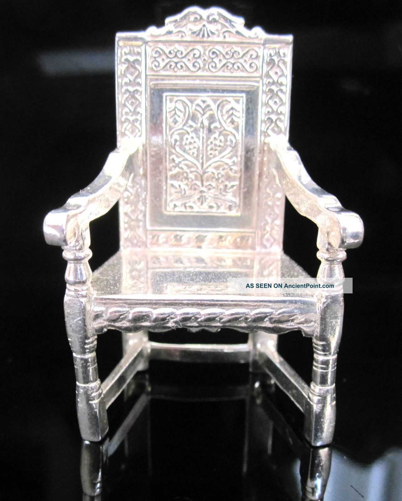 Miniature Solid Silver Chair By S J Rose & Sons.  Hallmarked Birmingham.  Mint Miniatures photo