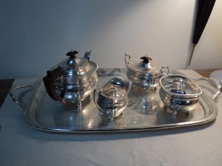 Vintage English Sterling Silver Tea Set 5) Pieces With Hallmark photo