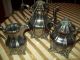 Vintage Footed Coffee Pot Creamer Covered Sugar Bowl Silver/copper Floral Tops Tea/Coffee Pots & Sets photo 10